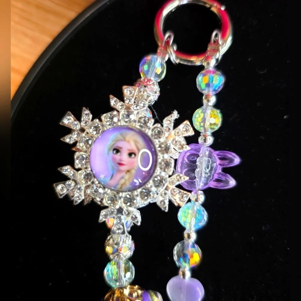 Frozen Elsa & Lububu Inspired Beaded Handbag Charm
